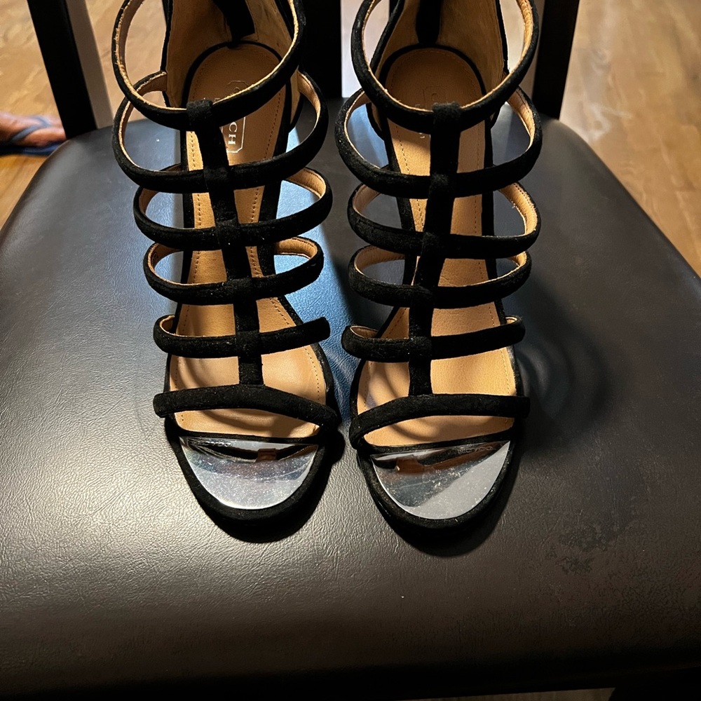 Coach Black Strappy Heels